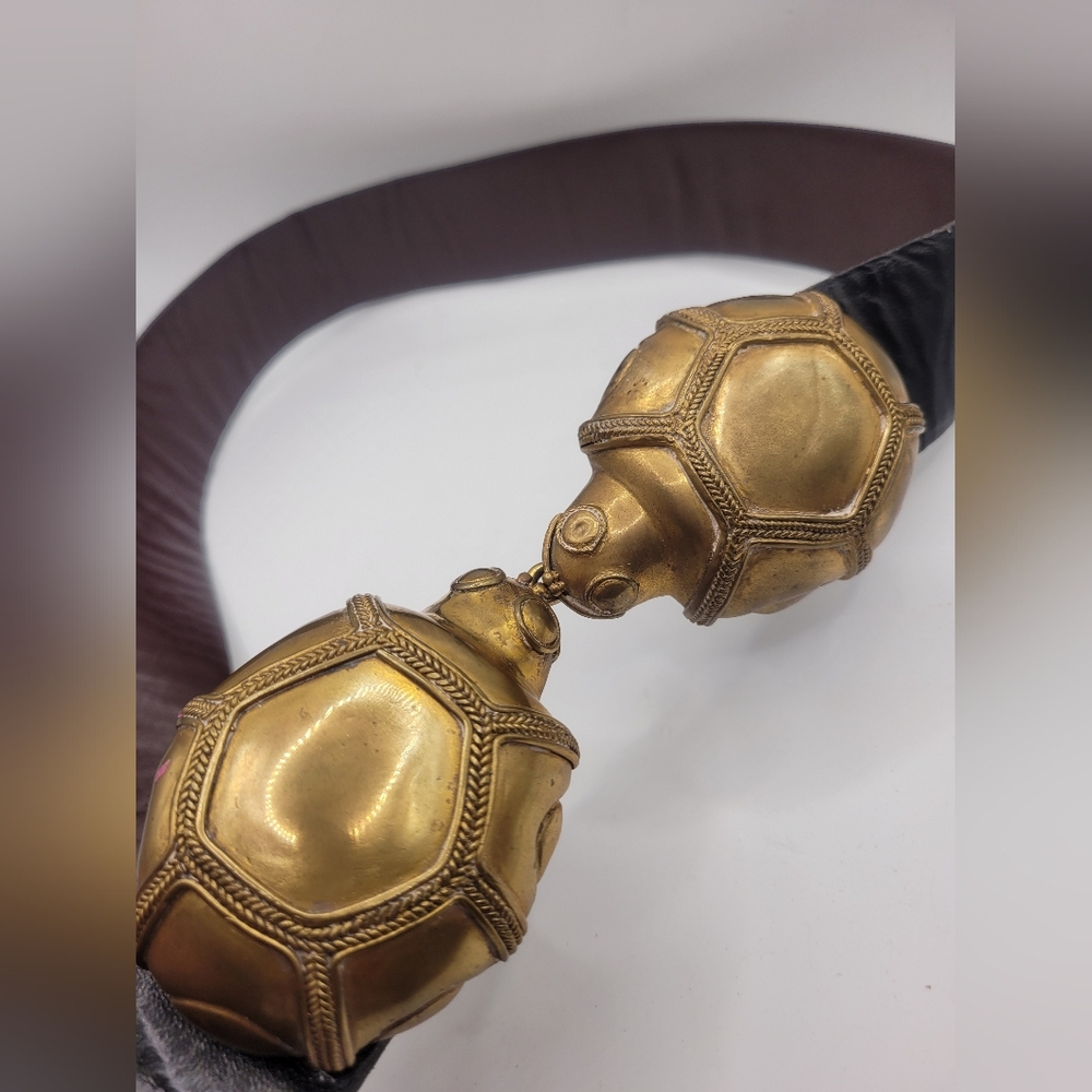 Turtle Brass Vintage Adjustable Leather Belt